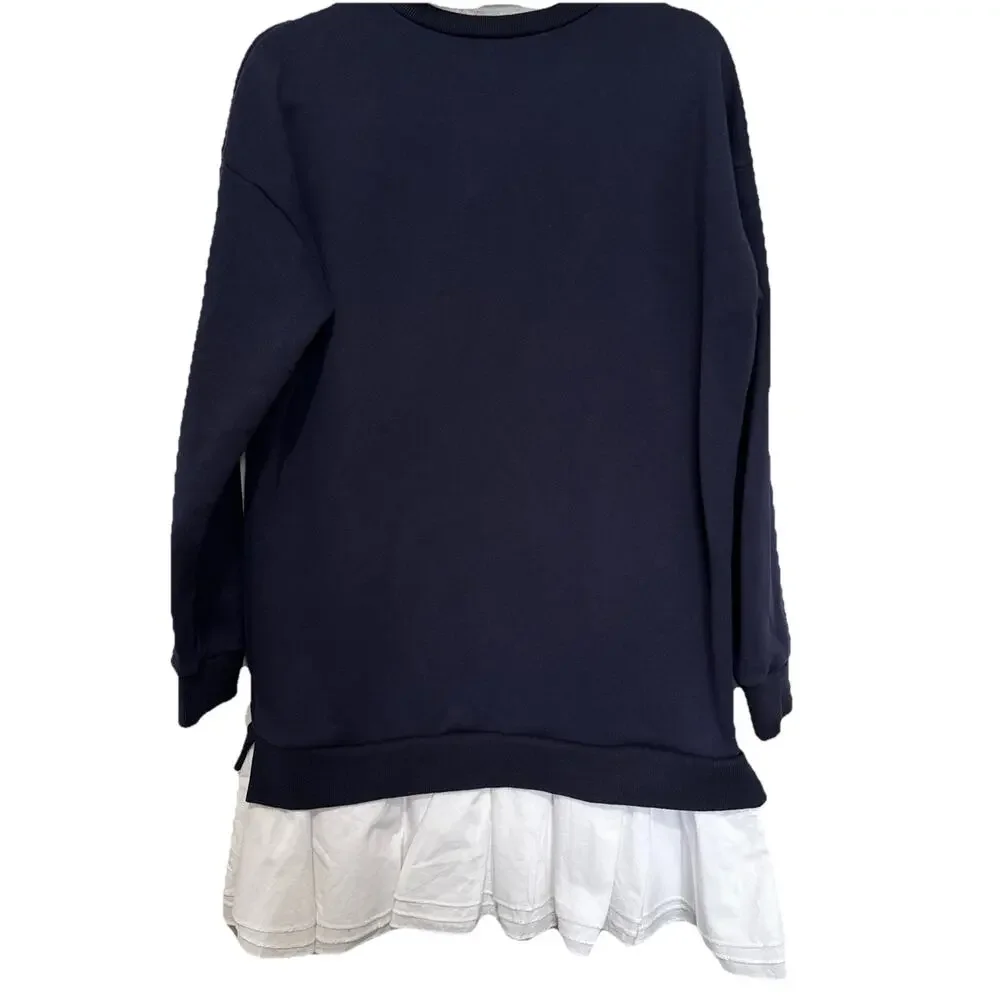 English Factory Anthropologie Womens Small Collared Shift Mini Dress Navy White - Picture 8 of 8